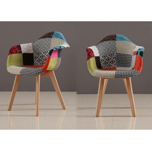 Buy cheap Minimalist Patchwork Fabric Dining Room Chairs With Beech Wood Legs from wholesalers