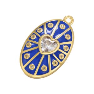 Buy cheap Zircon Oval Enamel Heart Pendant Gold Plated Charms OEM product