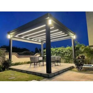 Buy cheap Louvered Gazebo 10x12m, Aluminum Gazebo with Adjustable Louvered Roof, Garden Gazebo with Waterproof Curtain from wholesalers
