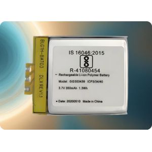 Buy cheap 3.7V 365mAh Lithium Polymer Battery with 300+ Cycle Life from wholesalers