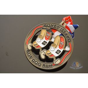 Buy cheap Hot Dog Running Custom Sports Medals Antique Gold Plating Size 50.8*3mm from wholesalers