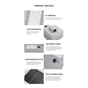 Outdoor Solar Powered Street Lamp LED Light with Motion and Remote Sensor