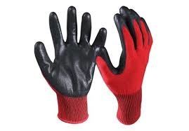 Buy cheap Red And Black Nitrile Dipped Work Gloves Firm Grip Safety Cuff Abrasion Resistant from wholesalers