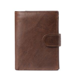 Men's Casual Short Billfold Wallet with Cowhide Leather and Polyester Lining