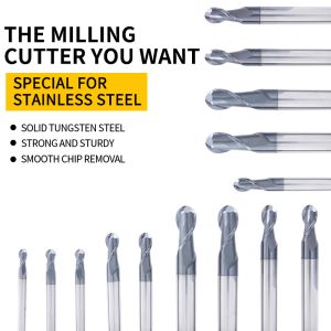 Tungsten Steel HRC60 High Mcd Ball End Mill Double Spiral Groove DLC Coating