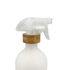 500ml 16 Ounce Matte White Luxury Spray Bottle Square Gun Sprayer With Bamboo