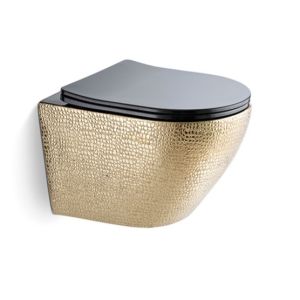 Buy cheap Electroplated Black Gold Ceramic Wall Hanging Toilet Self Cleaning Glazed from wholesalers