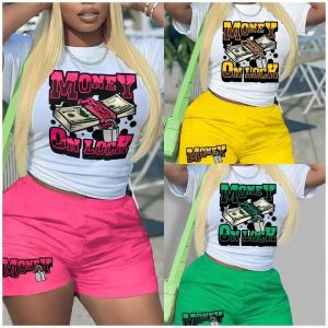 Buy cheap                  Summer Short Sleeve Graffiti Printing T-Shirt Shorts Women Tracksuit Two Piece Short Sets              from wholesalers
