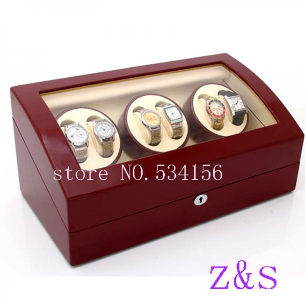 Quality 6+7 automatic wooden watch winder r box watch case storage display watch box red color for sale
