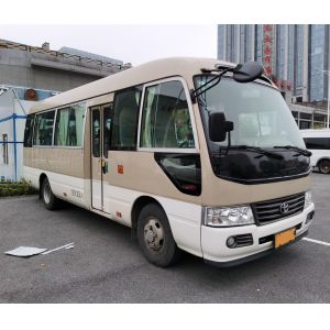 Buy cheap LHD Second Hand Coaster Bus Hino Engine 23 Seater Khaki Bus With Luxury A/C System from wholesalers