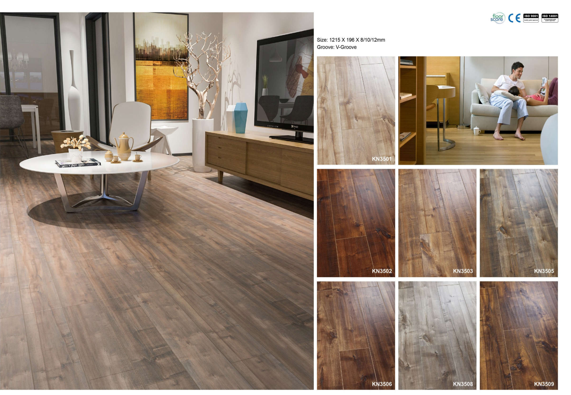 Buy cheap Waterproof Laminated Hdf Engineered Wood Flooring Grey 8mm from wholesalers