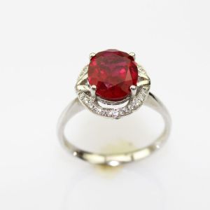 Buy cheap Sterling Silver 8mmx10mm Oval Blue Topaz  Cubic Zircon Ring  (R182) from wholesalers