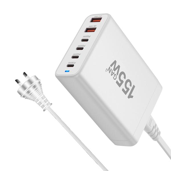 GaN 155W USB C Charging Station with Phone Fast Charger 6 Ports Type-C Power Adapter for Laptop Tablet iPad iPhone Samsung