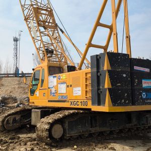Buy cheap 298kW Engine Power 100T Hydraulic Crawler Crane With PLC Control System And 9m 18m Jib Length from wholesalers