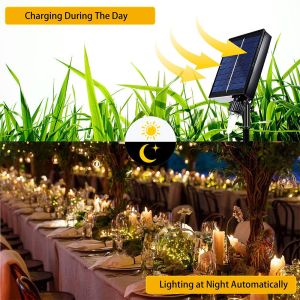 20M Waterproof Ultra Bright Solar Fairy Lights 24V Leather Wire LED String Light