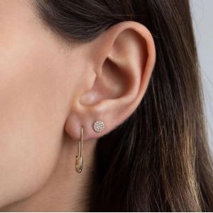 Buy cheap 925 Sterling Silver Paperclip Hoop Earrings with Pave Zircon and Safety Pin Design for Women from wholesalers