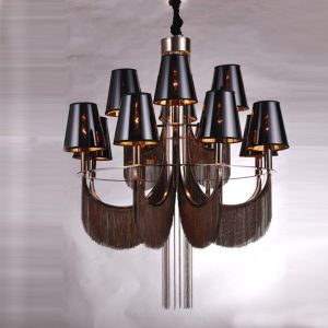 Buy cheap Modern silver Black Tassel chandelier lighting living room luxury chandelier(WH-CC-30） from wholesalers