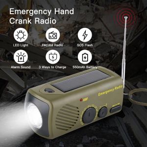 550mAh Solar Powered Flashlight USB Charging Hand Crank Flashlight Outdoor