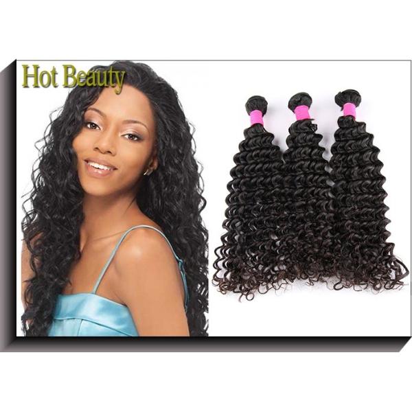 Quality 14 Inch Deep Wave Brazilian Virgin Human Hair Extensions 100G for sale