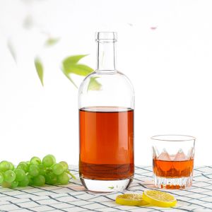 Buy cheap 750ml Clear Frosted Glass Whiskey Bottle with Screw Cap from wholesalers