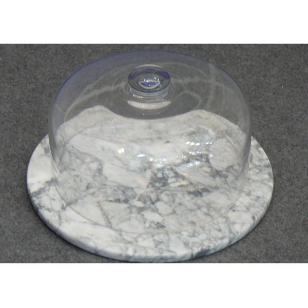 Quality Round Marble Cake Stand With Dome , Glass Marble Cake Plate Transparent for sale