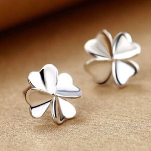 Buy cheap Fashion 925 Silver Plated Good Luck Four Feaf Clover Flower Stud Earrings (EESTUD08) from wholesalers