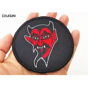Buy cheap Custom Devil Logo Round Merrow border Clothing Embroidery Patches from wholesalers