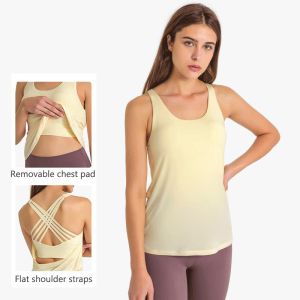 Buy cheap Multi Straps Cross Back Sports Bra Cool Breathable Yoga Tank Top With Removable Cup from wholesalers