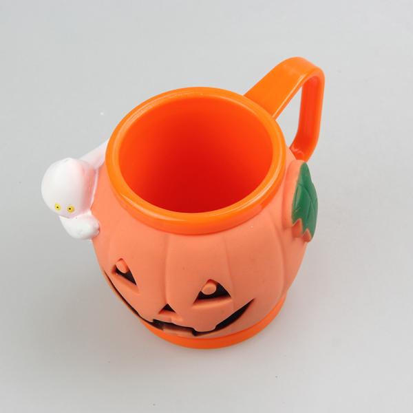 Halloween Cup 3D Pumpkin Molding 250ML Plastic PP Material Cup With Rubber Logo
