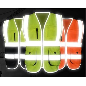 High visibility workwear safety vest with pockets 100% polyester tapes