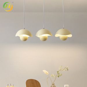 Buy cheap Cream Bud Ball Pendant Light Nordic Modern Simple LED Chandelier Warm White Painted from wholesalers