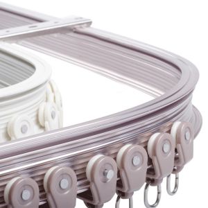 Heavy Duty Curved Aluminum Pole Bay Window Rod Bendable Curtain Track Rail for