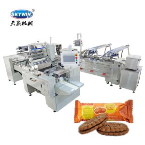 China Sandwich Cream Biscuit Making Machine PLC Control On Edge Trayness Packing Machine on sale