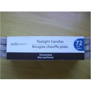Buy cheap 100% paraffin white 72pcs pack unsented tealight candle burning time for 3 hours from wholesalers