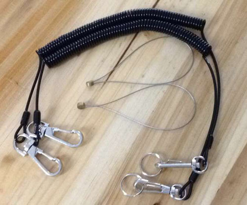 Quality Heavy Duty Big Key Hooks with Strong Pulling Retracted Wire Coil Strap Holder Black Cord for sale