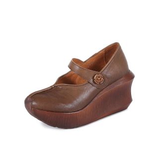 Buy cheap S413 New Style Genuine Leather Platform Wedge Shoes, Retro Increased Platform Shoes, Women'S Shoes Wholesale from wholesalers