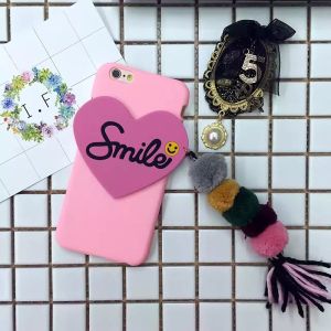 DIY Hard PC Smile Word Heart Pattern Small Hair Ball Tassel Back Cover Cell