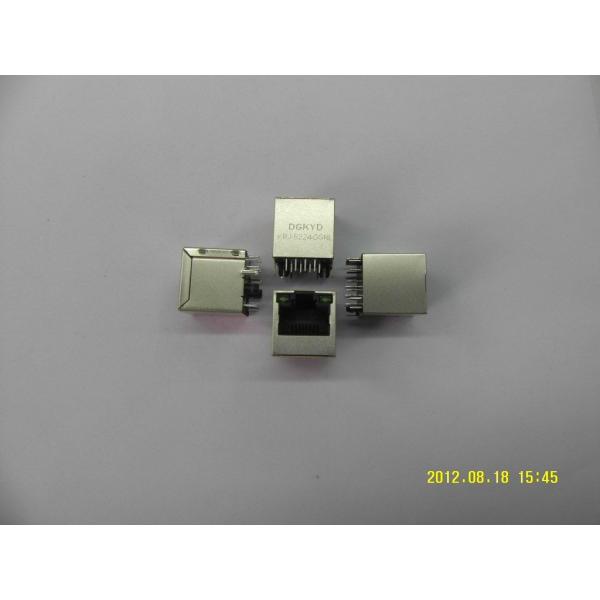 Quality Right Angle single port RJ45 shielded connector without transformer , with Led RJ45 15.75mm for sale