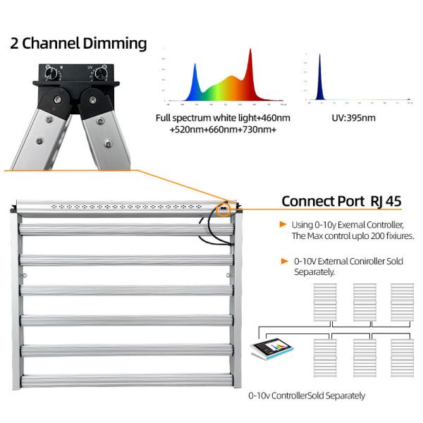 Quality Dual-channel 1300W LED Grow Light Dim Full Spectrum SAMSUNG LM301h EVO LM301B LM281B Chips UV IR 12 Bars  for Plants for sale