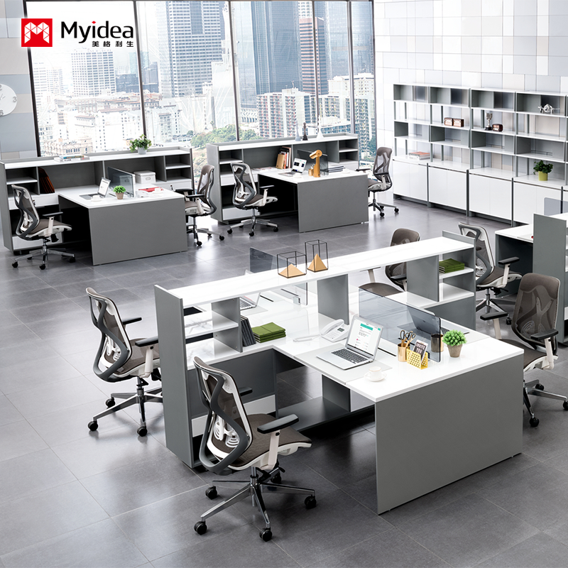 Buy cheap customization large capacity storage desk with cabinet，2-person 4-person office computer desk design，screen partition，staff desk from wholesalers