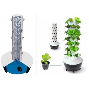 Wholesale Factory Price Hydroponic Growing System Tower with LED Grow Light