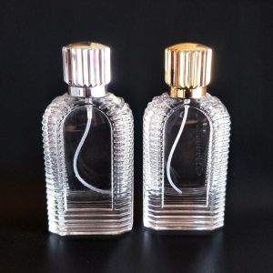 Buy cheap High Grade 60ml Carved Shaped Glass Perfume Bottle With Thick Bottom Made Of Crystal White Material from wholesalers