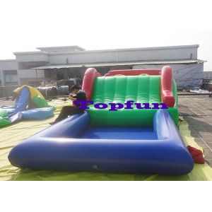 Customized Inflatable Water Parks Obstacle / Inflatable Water Slide With Pool