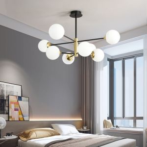 Loft Vintage Loft Chandelier E27 Round Ball Light Ceilling Lamp Black Gold
