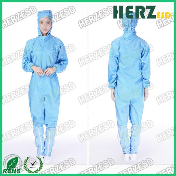 ESD Polyester Coat Stirp Type Anti Static Coverall , ESD Safe Clothing Polyester