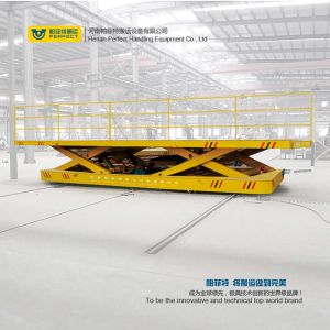 Buy cheap material handling lifting trolley with scissor lifting table transfer carriage product