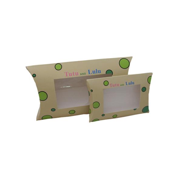 Buy cheap Custom Recycled Paper Pillow Box Packaging With Transparent Window from wholesalers