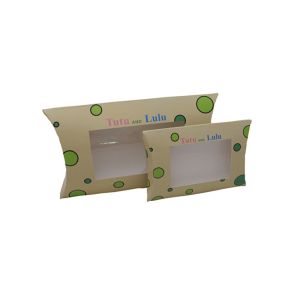 Buy cheap Custom Recycled Paper Pillow Box Packaging With Transparent Window from wholesalers