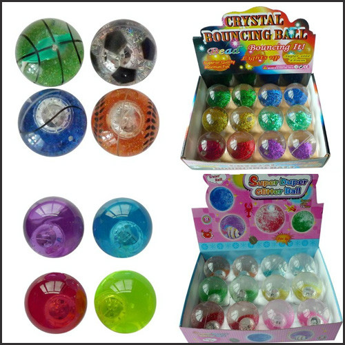 Quality Promotion crystal led flash Bouncy bouncing ball toy printed logo for sale
