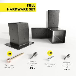 Metal Pergola Bolt Down Bracket Kit Elevated Wood Stand Bracket Kit for 4x4 6x6